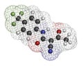 Teriflunomide multiple sclerosis MS drug molecule. Atoms are represented as spheres with conventional color coding: hydrogen .