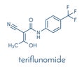 Teriflunomide multiple sclerosis MS drug molecule. Skeletal formula.