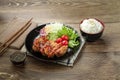 Teriyaki Chicken Japanese food on Wooden Table.