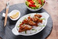 Teriyaki chicken with rice and salad japanese cuisine Royalty Free Stock Photo