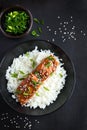 Teriyaki salmon and rice