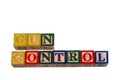 The term gun control visually displayed on a white background Royalty Free Stock Photo