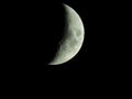 The term increasing crescent moon is used to describe the period after a new moon in which less than half of the illuminated half Royalty Free Stock Photo