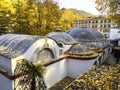 Termal Park, hotel and baths view in Termal, Yalova, popular thermal spring spa in Turkey in autumn.jpg Royalty Free Stock Photo