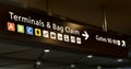 Terminal and Baggage Claim Sign in Airport for Travel Royalty Free Stock Photo