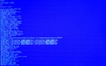 Terminal command, CLI, front view. Web security. UNIX bash shell, copy space, blue background Royalty Free Stock Photo