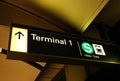 Terminal 1 sign in Hamburg Metro Airport train direction guidanc