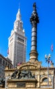 Terminal Tower and Soldiers and Sailors Monument Royalty Free Stock Photo