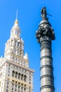 Terminal Tower and Soldiers and Sailors Monument on Public Square