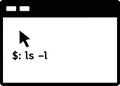 Command Line Terminal Window with LS Command Icon Royalty Free Stock Photo