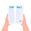 Terminated Contract document form. Torn document. Sign contract. Vector illustration. Royalty Free Stock Photo