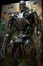 Terminator Endoskeleton Cybernetic Warrior in a Futuristic Setting Royalty Free Stock Photo
