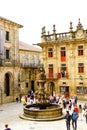 La plaza de las platerÃÂ­as in Santiago de Compostela overflowing with pilgrims