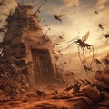 Ai Generated illustration Wildlife Concept of Termites and flying ants