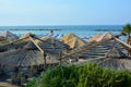 Termoli, Molise, Italy-08/26/2019- Umbrellas on the sandy beach of San Antonio