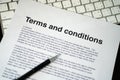 Terms and conditions businessman reviewing  terms and conditions of agreement office terms and conditions Royalty Free Stock Photo