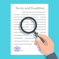 Terms And Conditions concept. Document paper, contract. Vector illustration