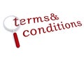 Terms and conditions with magnifiying glass