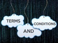 Terms and conditions on cloud banner