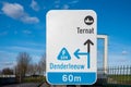 Ternat, Flemish Brabant, Belgium, Sign of the bike speedway F 209 towards Denderleeuw