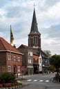Ternat, Flemish Brabant Region, Belgium, View over the streets and catholic church of the village
