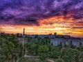 Ternopil city divine sunset. Royalty Free Stock Photo