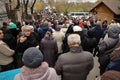 TERNOPIL, UKRAINE - APRIL 2, 2023 Many people during mission in complex of Ukrainian Jerusalem in the Mari spiritual Royalty Free Stock Photo