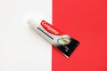 TERNOPIL, UKRAINE - JUNE 23, 2022: Colgate toothpaste, a brand of oral hygiene products manufactured by American consumer-goods