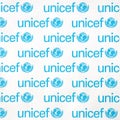 TERNOPIL, UKRAINE - MAY 2, 2022: Unicef logo on paper. Unicef is a United Nations programm that provides humanitarian and Royalty Free Stock Photo