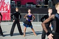 Ternopil, Ukraine - October 1, 2017: Ballroom dancing kids at Po Royalty Free Stock Photo