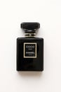 TERNOPIL, UKRAINE - SEPTEMBER 2, 2022 Chanel Coco Noir worldwide famous french perfume bottle on white background