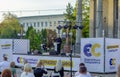 Ternopil, Ukraine, 19.09-2020. Speech by Petro Poroshenko, former President of Ukraine on the rostrum in square. European