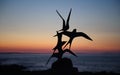 Terns- bird sculptures at Skerrie on a beautiful sunset Royalty Free Stock Photo