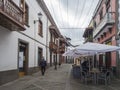 Teror, Gran Canaria, Canary Islands, Spain December 21, 2020: Street of beautiful historic town Teror with colorful Royalty Free Stock Photo