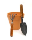 Terra Cotta Pot and Tools Royalty Free Stock Photo