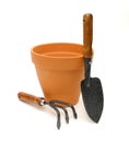 Terra Cotta Pot and Tools Royalty Free Stock Photo