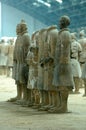 Terra Cotta Warriors lined up at the Excavation Site in Xian