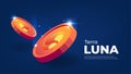 Terra LUNA coin banner. LUNA coin cryptocurrency concept banner background