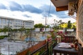 Terrace and balcony with tropical nature Playa del Carmen Mexico Royalty Free Stock Photo