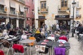 Terrace bar street in Falles, traditional celebration, unesco un