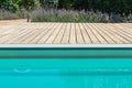 Terrace board. Territory near the pool. Terrace. Pool.Texture. Tree Royalty Free Stock Photo