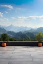 terrace with breathtaking mountain views design with copy text space