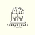 terrace cafe emblem line art logo icon illustration template vector design. bar cafe line art logo Royalty Free Stock Photo