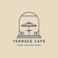 terrace cafe line art logo minimalist with emblem vector illustration design Royalty Free Stock Photo