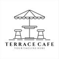 terrace cafe line art logo minimalist vector illustration template design. street food restaurant coffee shop for logo concept Royalty Free Stock Photo