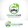 terrace cafe logo design template