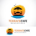 terrace cafe logo design template