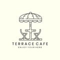 terrace cafe minimalist line art logo icon illustration template vector design. bar cafe line art logo Royalty Free Stock Photo