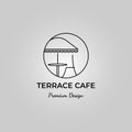 terrace cafe vintage minimalist outdoor vector logo illustration design