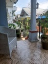 TERRACE CHAIRS IN SUMMER  SHADE Royalty Free Stock Photo